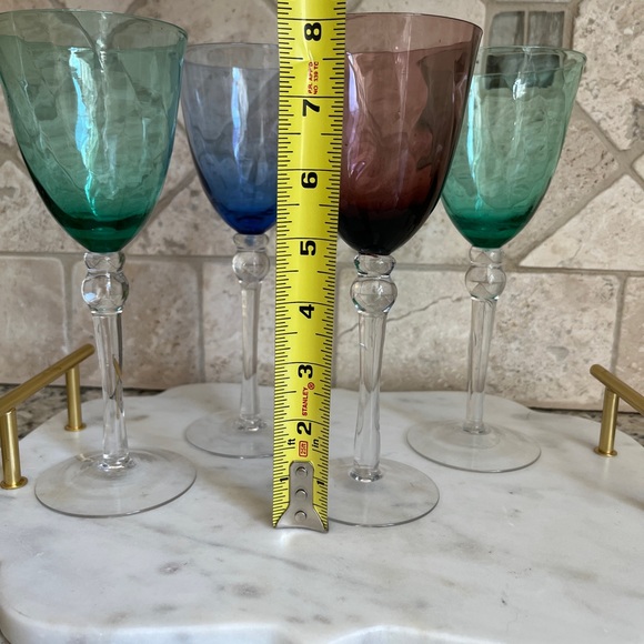 Wine Glasses Blue Green Purple 4 Glasses - Picture 5 of 10